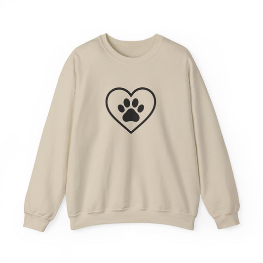 Paw Heart Dog Lover Sweatshirt -Cozy Unisex Crewneck for pet Owners